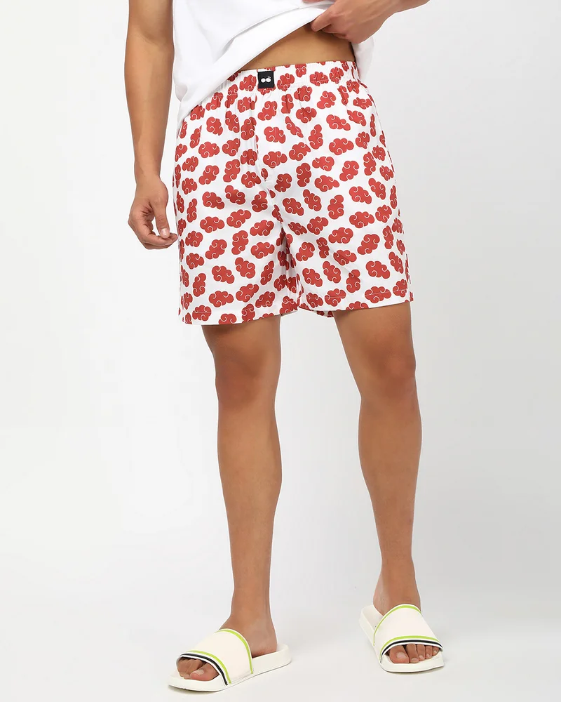 bewakoof Men's White & Red All Over Printed Boxers